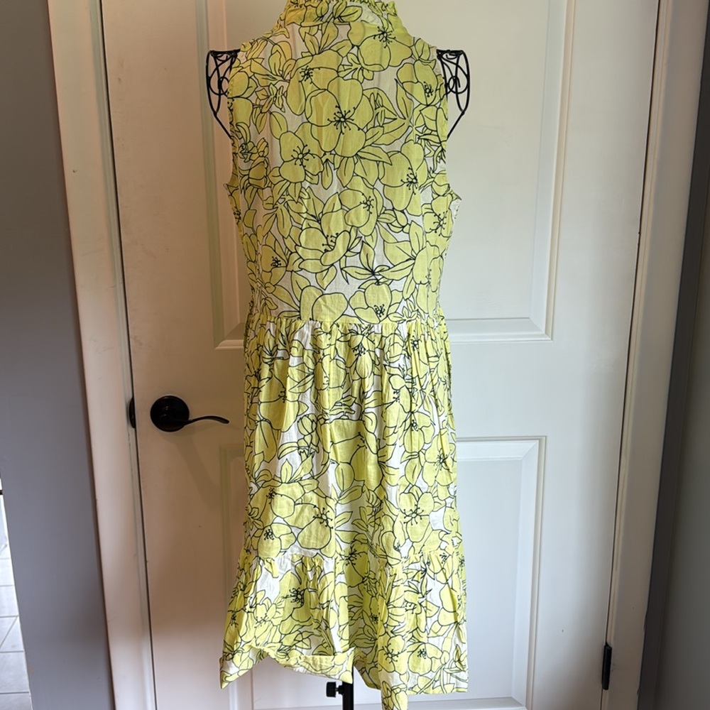 ECHO sleeveless ruffled neck, tassel, tie, yellow floral sundress - Picture 6 of 6